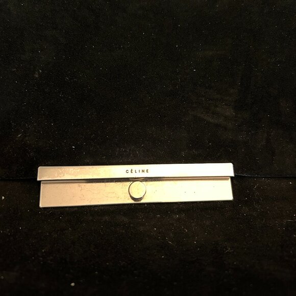 Celine Suede Shoulder Handbag with Silver Chain - Picture 2 of 14